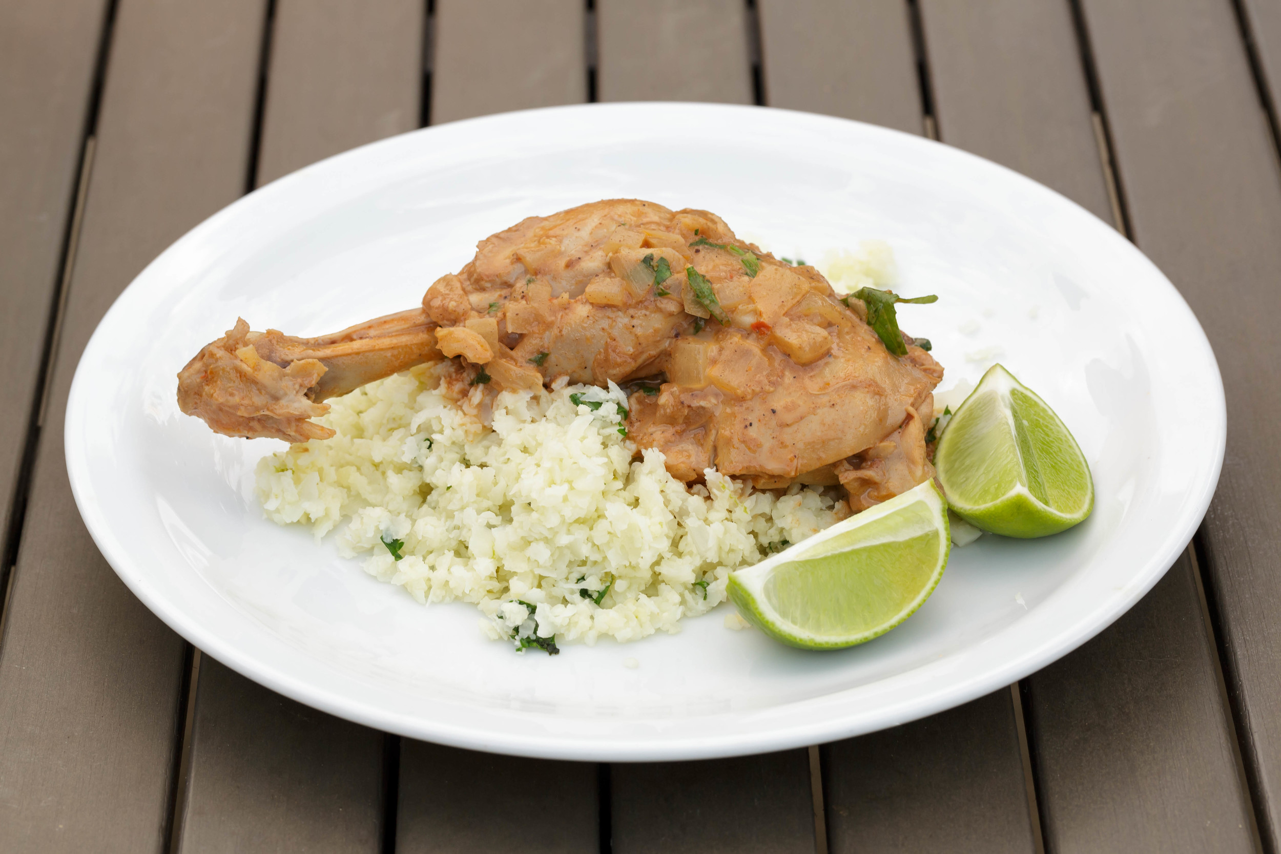 Butter Chicken served over cilantro and lime cauliflower rice.