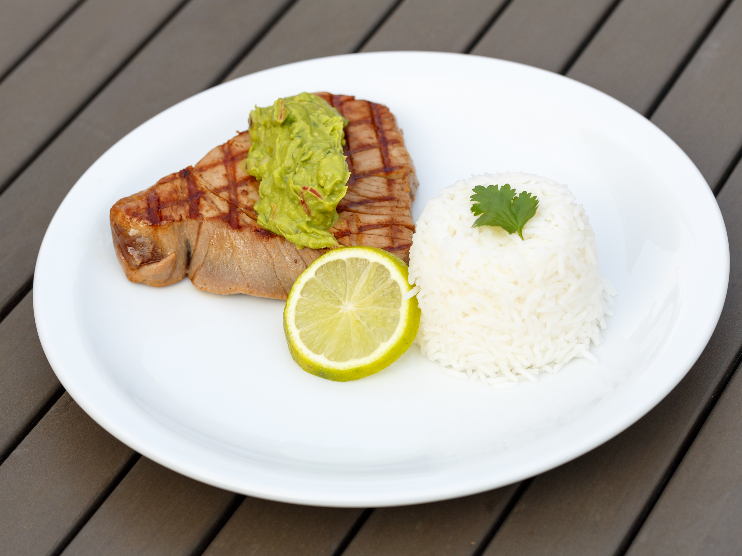 Tuna Steak with Avocado-Wasabi Purée