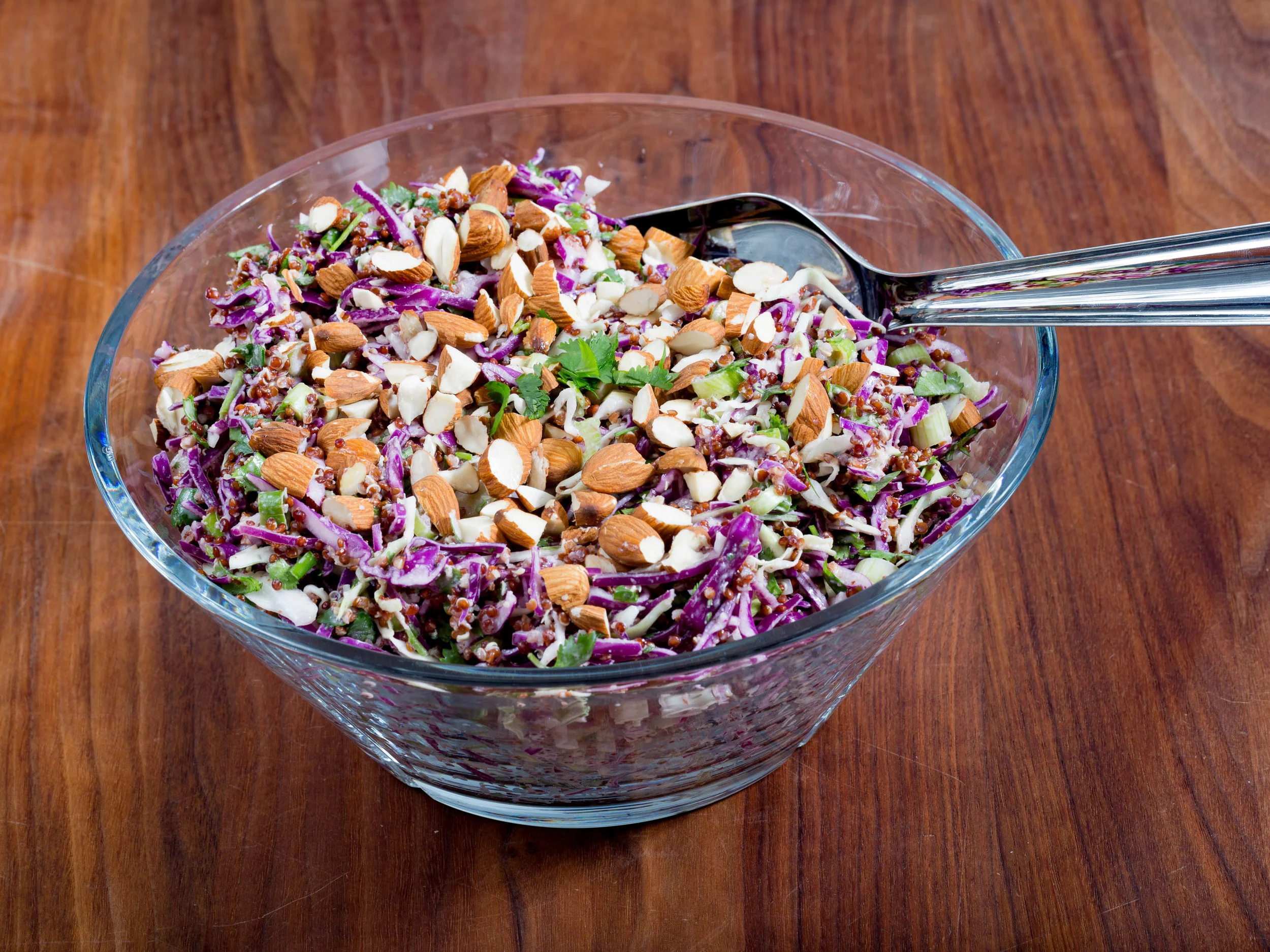 Crunchy Quinoa Slaw with Almond & Ginger Dressing