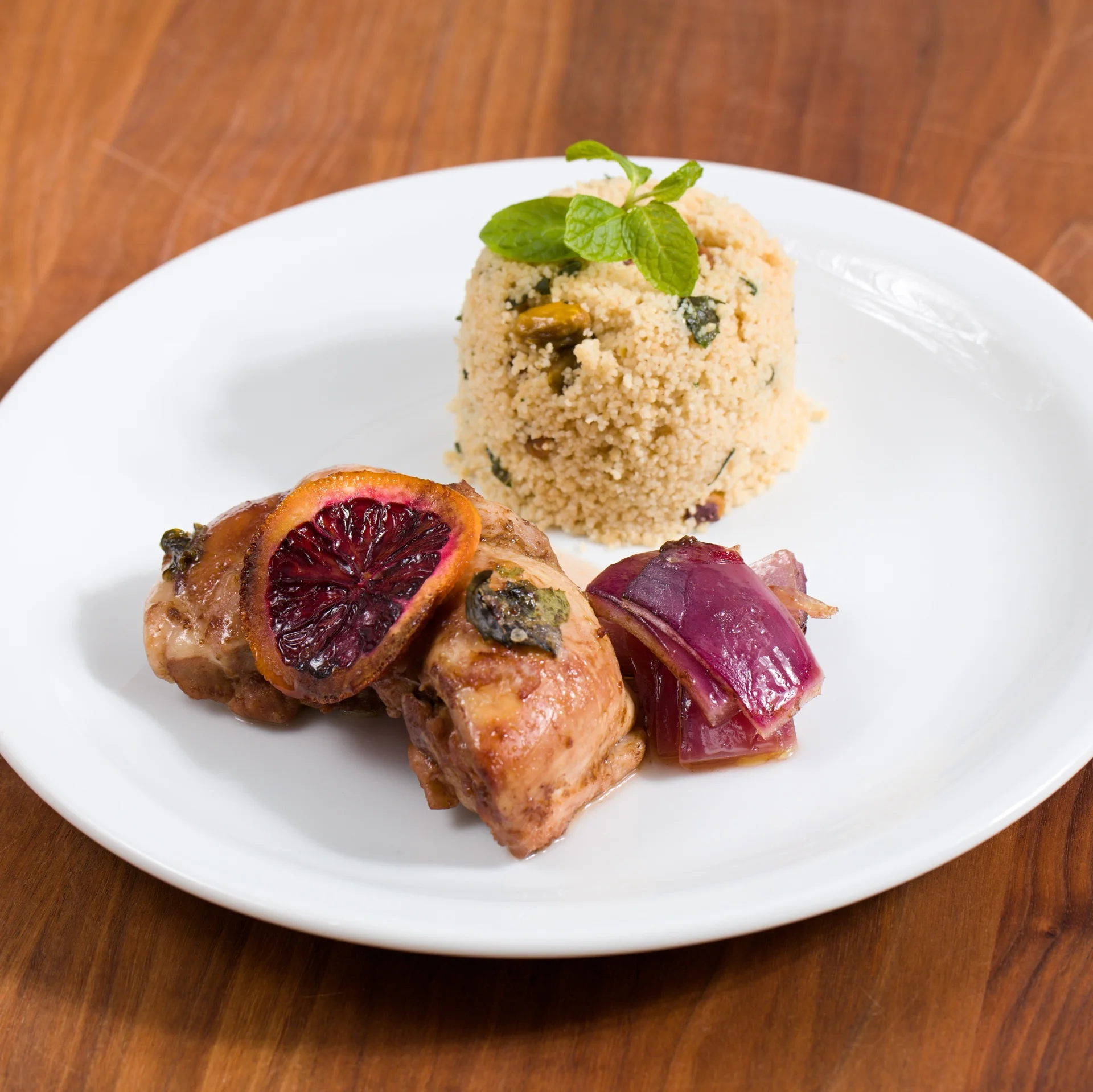 Roasted Chicken with Blood Orange and Mint