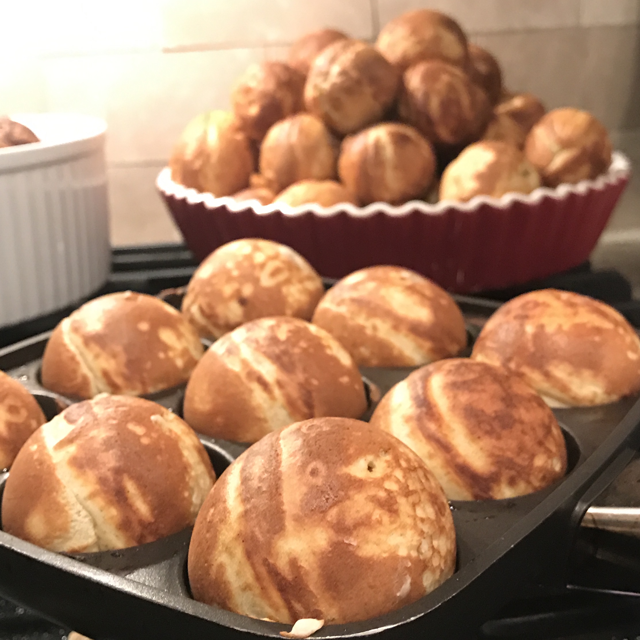 Ebelskiver in the making.
