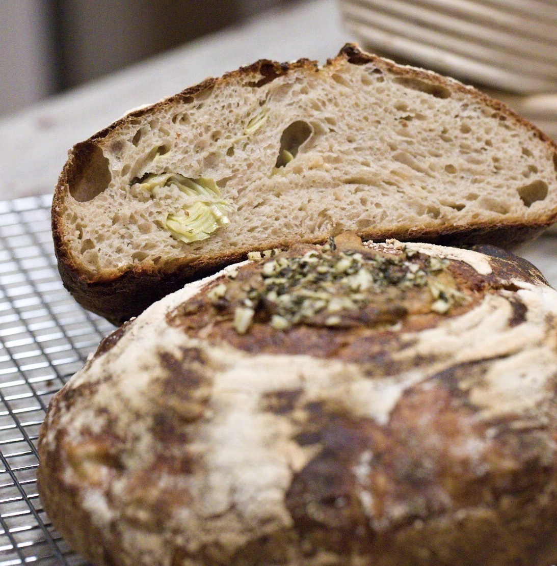 Artichoke Parmesan Sourdough Bread