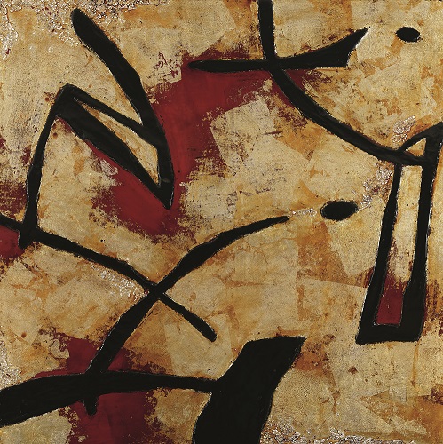  汪天亮 金色的律動 2016 100x100 cm 漆、綜合媒材 
