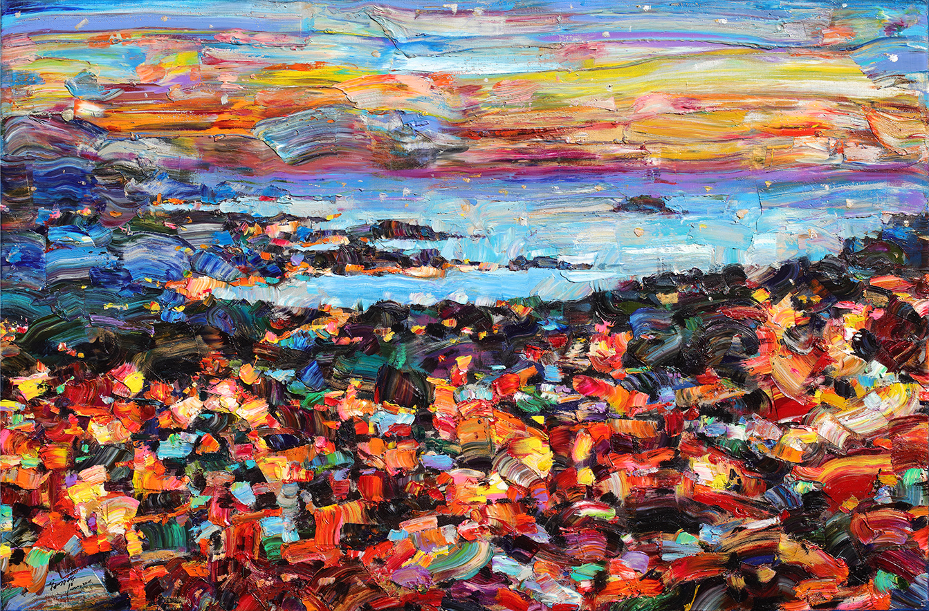 翁明哲 翻滾九份 91x138 cm 油彩畫布 2016