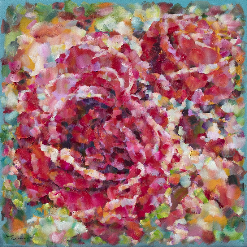  翁明哲 思念的玫瑰花 100x100cm 油彩畫布 2017