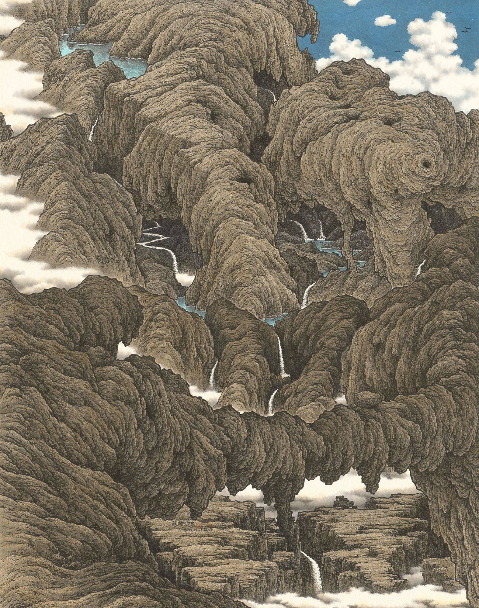 懸磴纏泉 79x61cm 2015 設色紙本