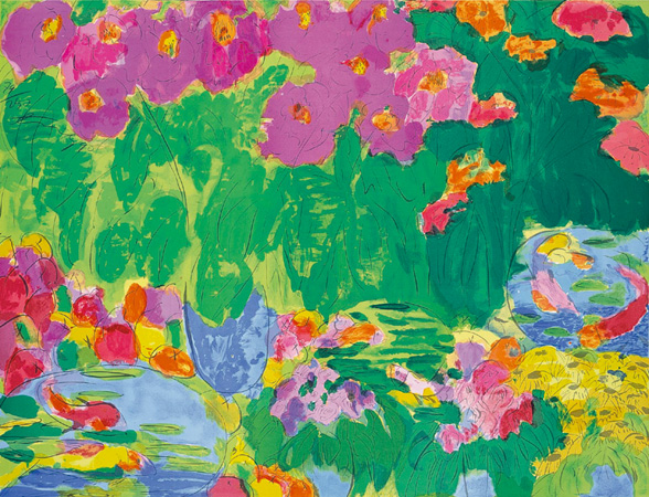 丁雄泉 桃和鮮花 120×160cm 1989 石版畫