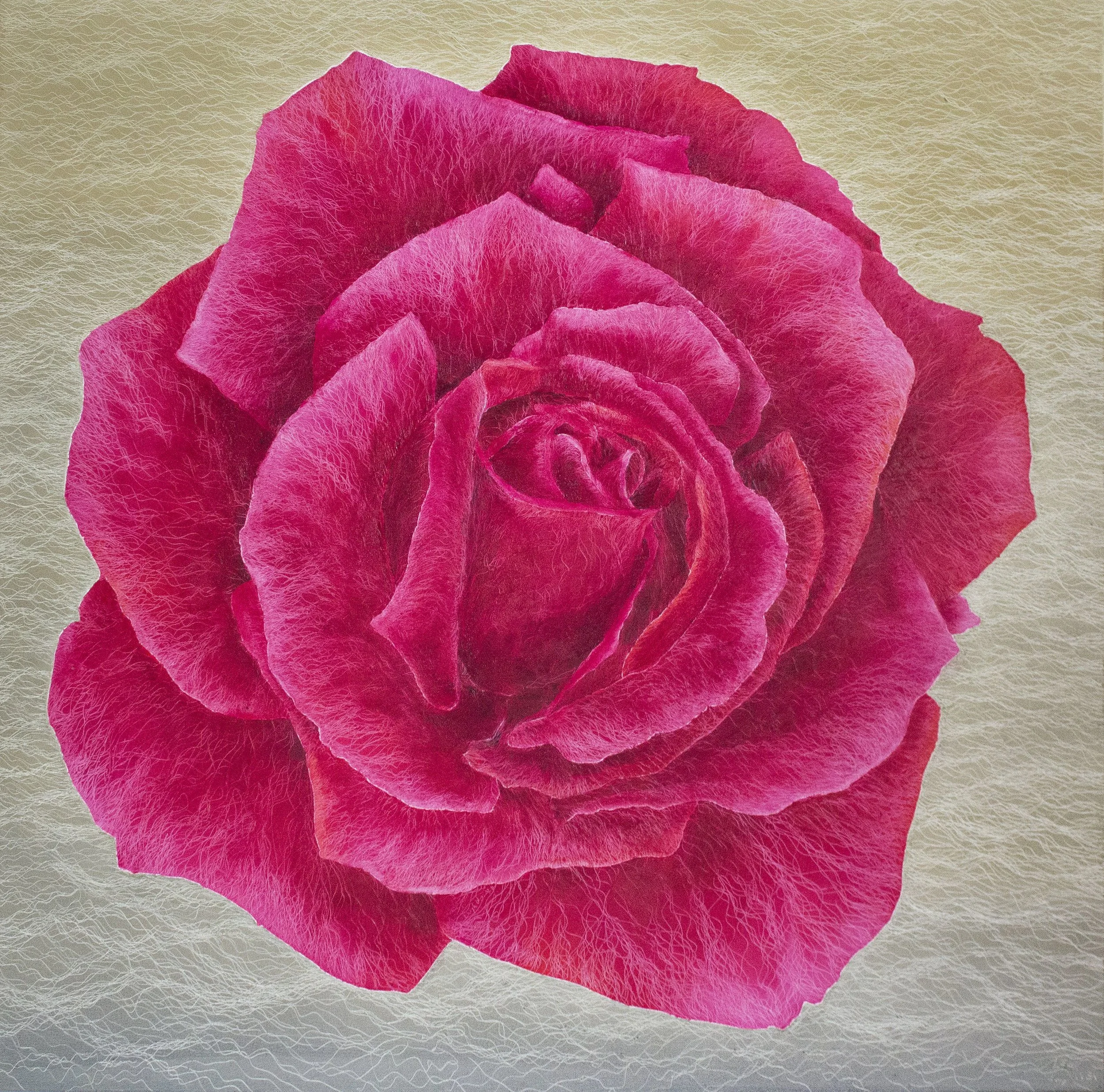 鄭麗雲 香檳玫瑰 135×135cm 2018 油彩畫布