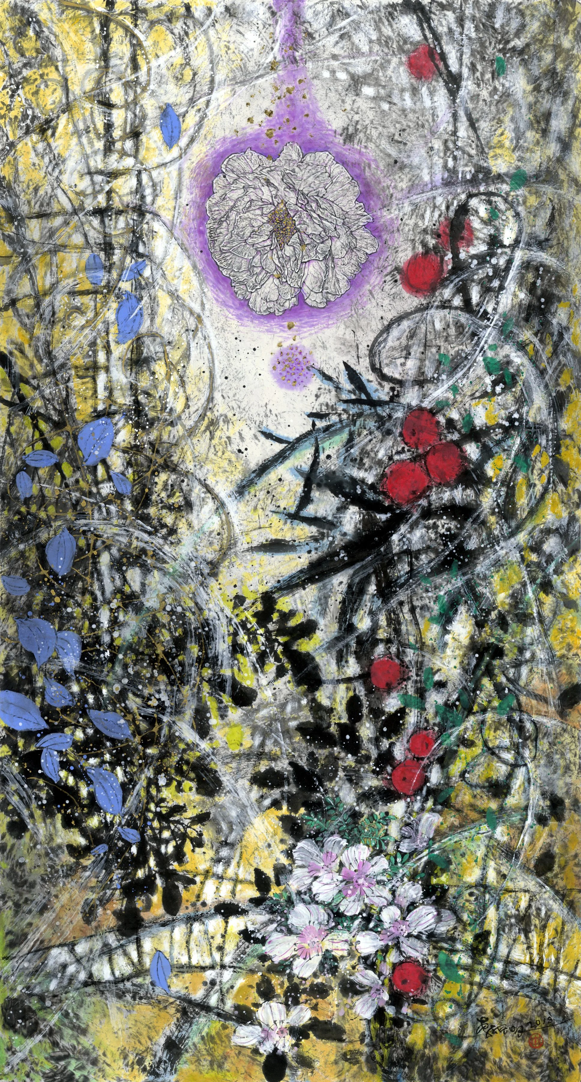 柵欄之歌 178 x 96 cm 2018 設色紙本