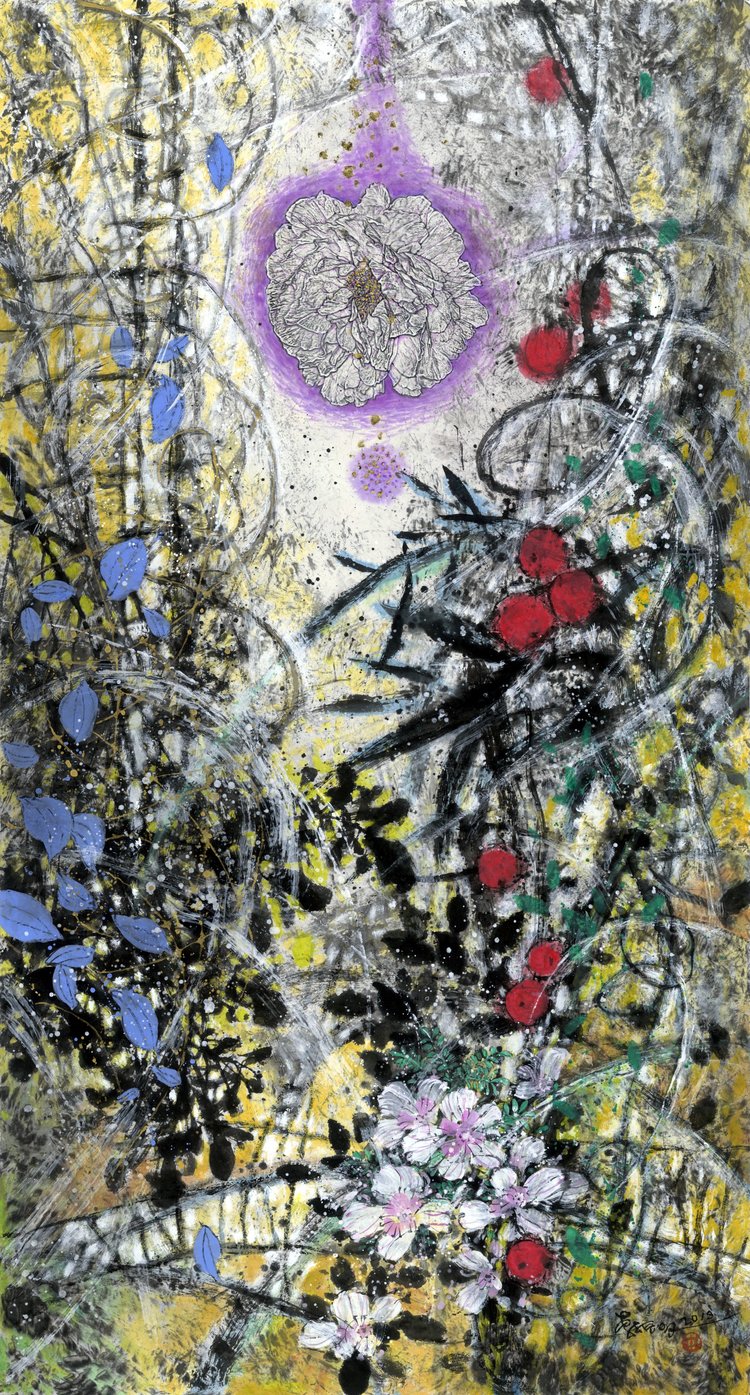 柵欄之歌 178 x 96 cm 2018 設色紙本