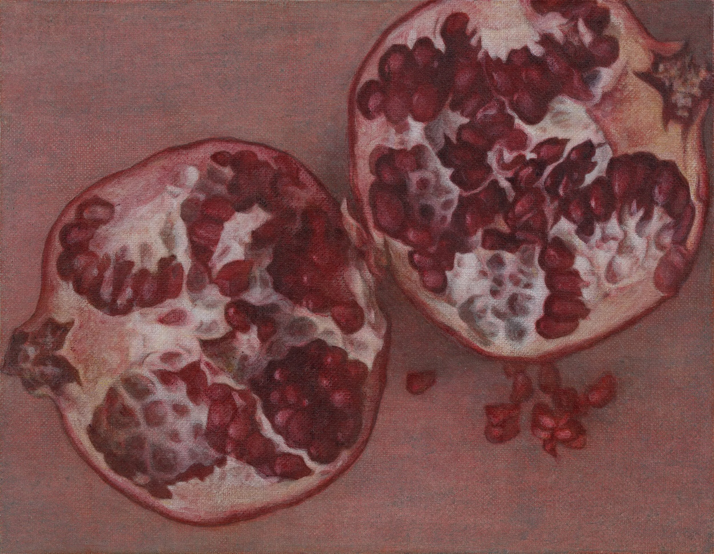 石榴  14x18cm  油彩蛋彩混合技法  2019