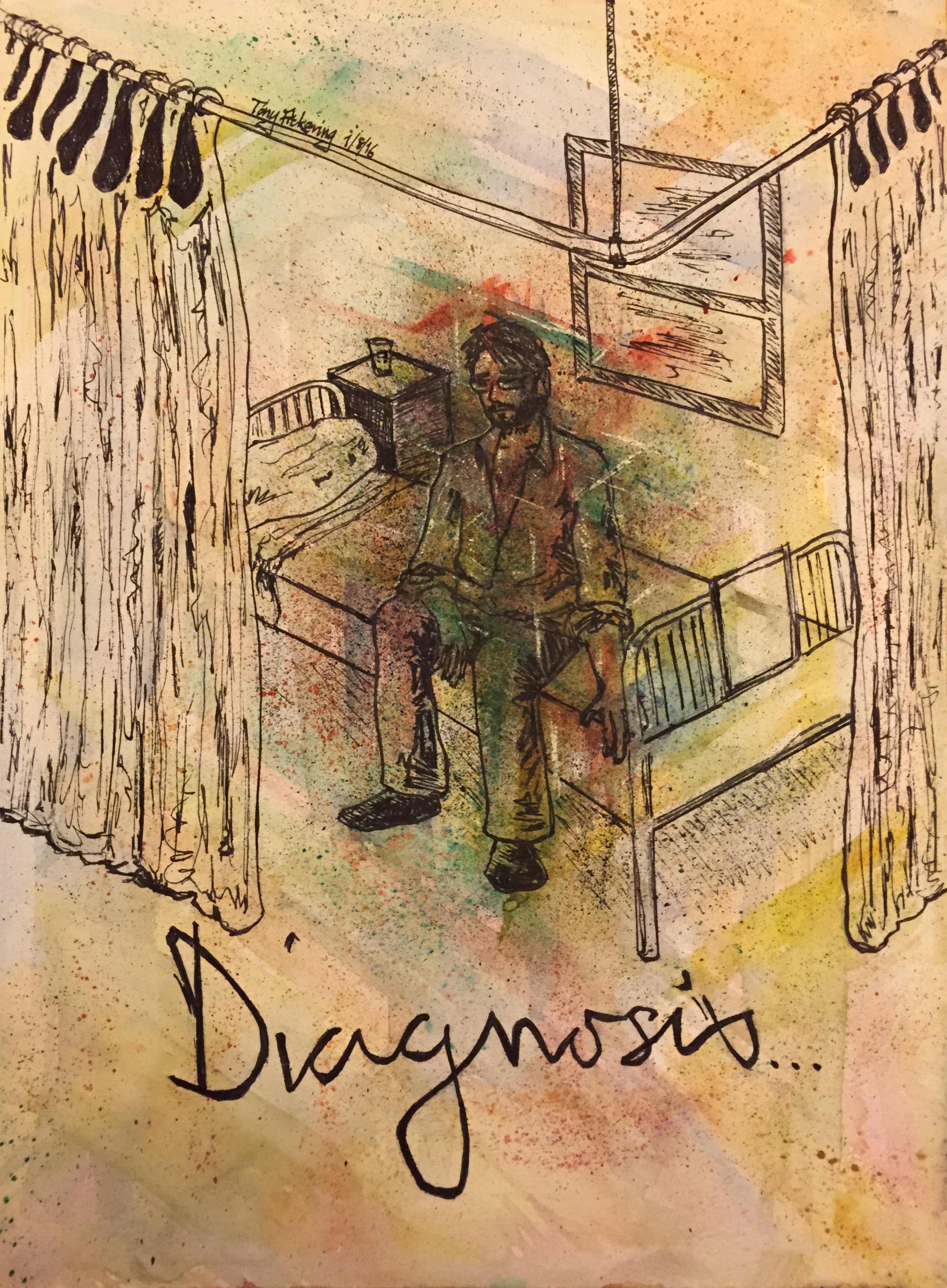 Diagnosis #3 (Pickering, A Diagnosis #3 , watercolour, ink and tip-ex, 2016)