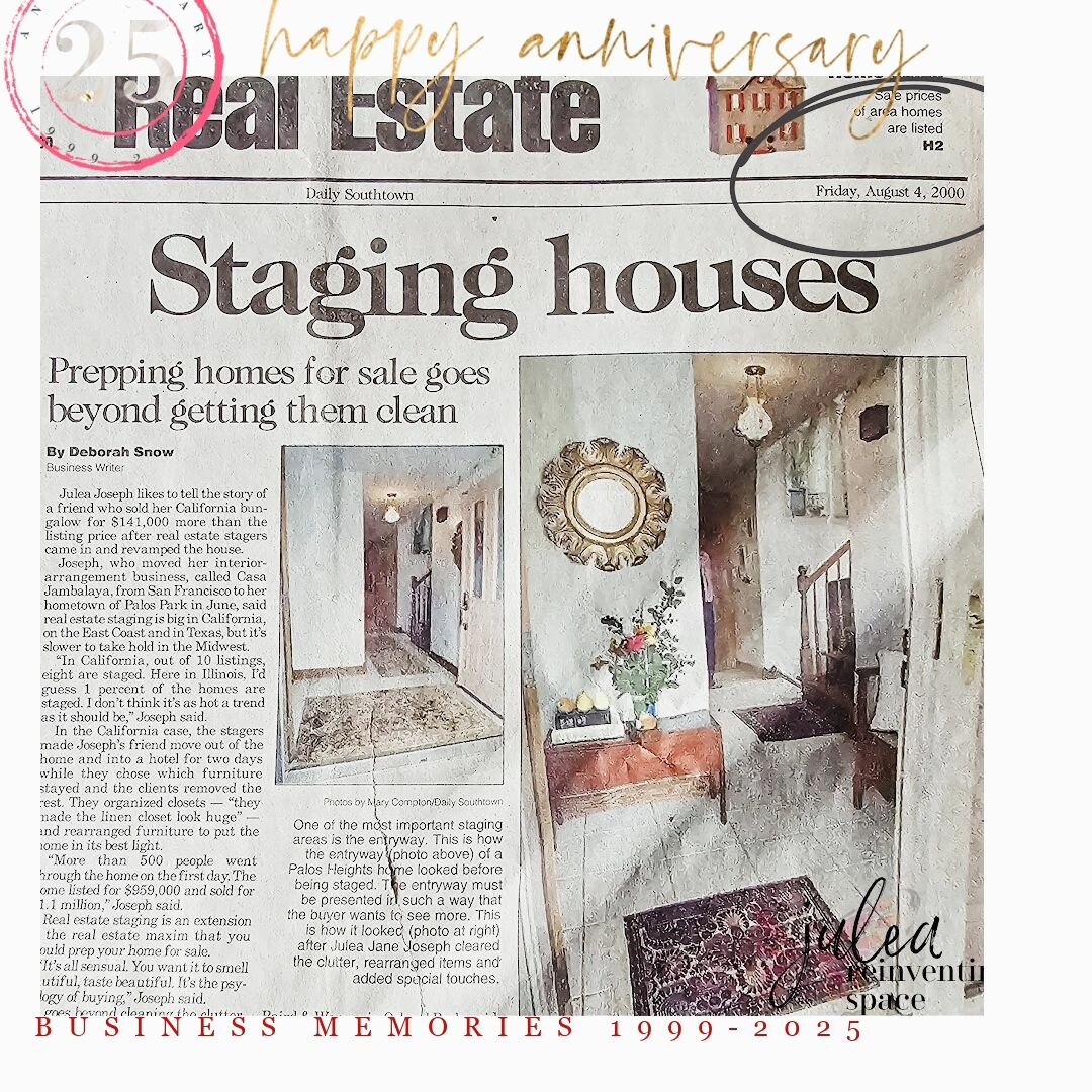 2000. Awesome front page Real Estate section newspaper feature about my business which really jump started my career in the Chicagoland area having just moved a few months before. More 25 year in biz memories. ##homestagingbusiness #homestyling #anni