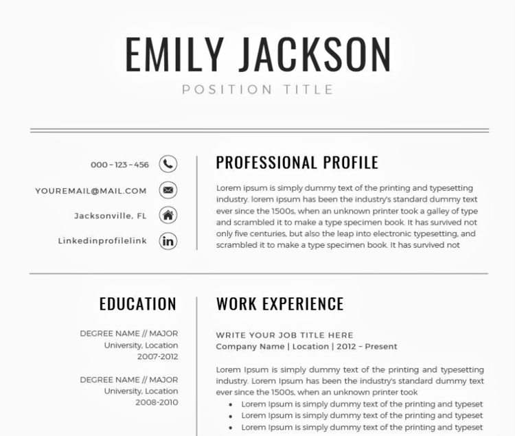 Etsy resume template