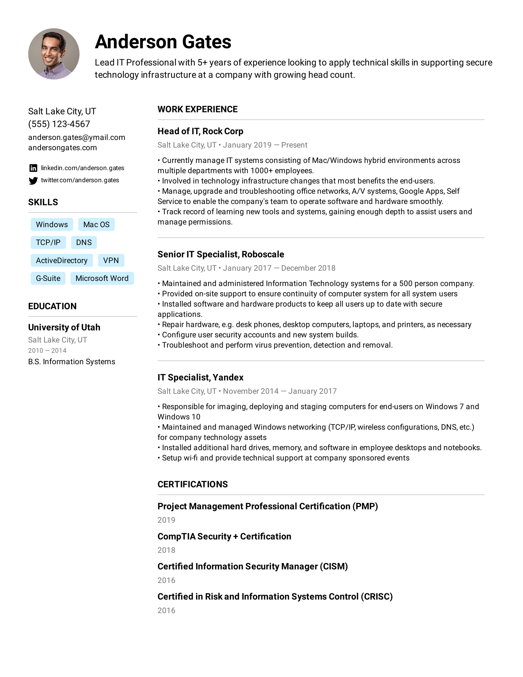 project management certification on resume