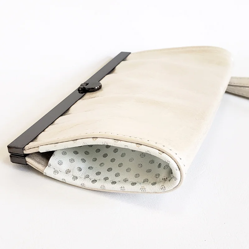 pearly white wristlet wallet