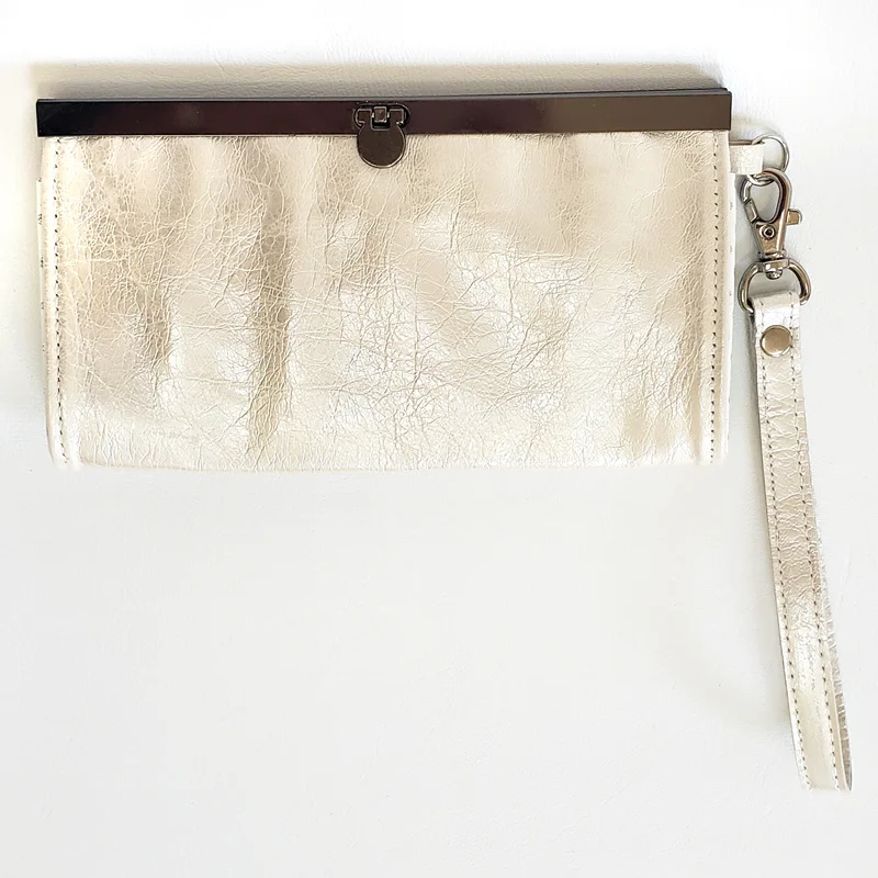 white leather wallet