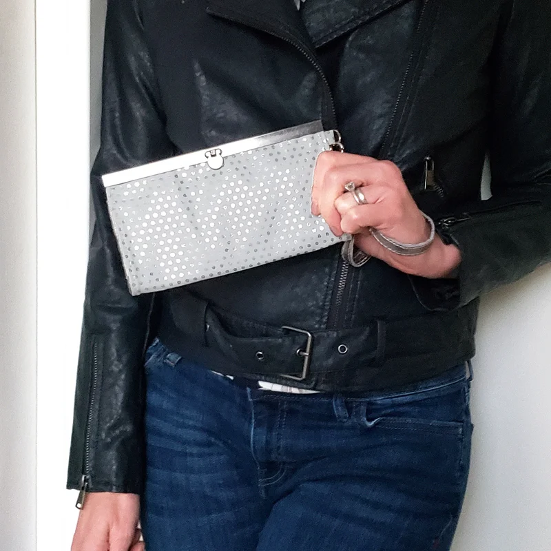 polka dot leather wallet