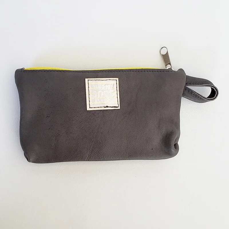 salvaged leather pouch