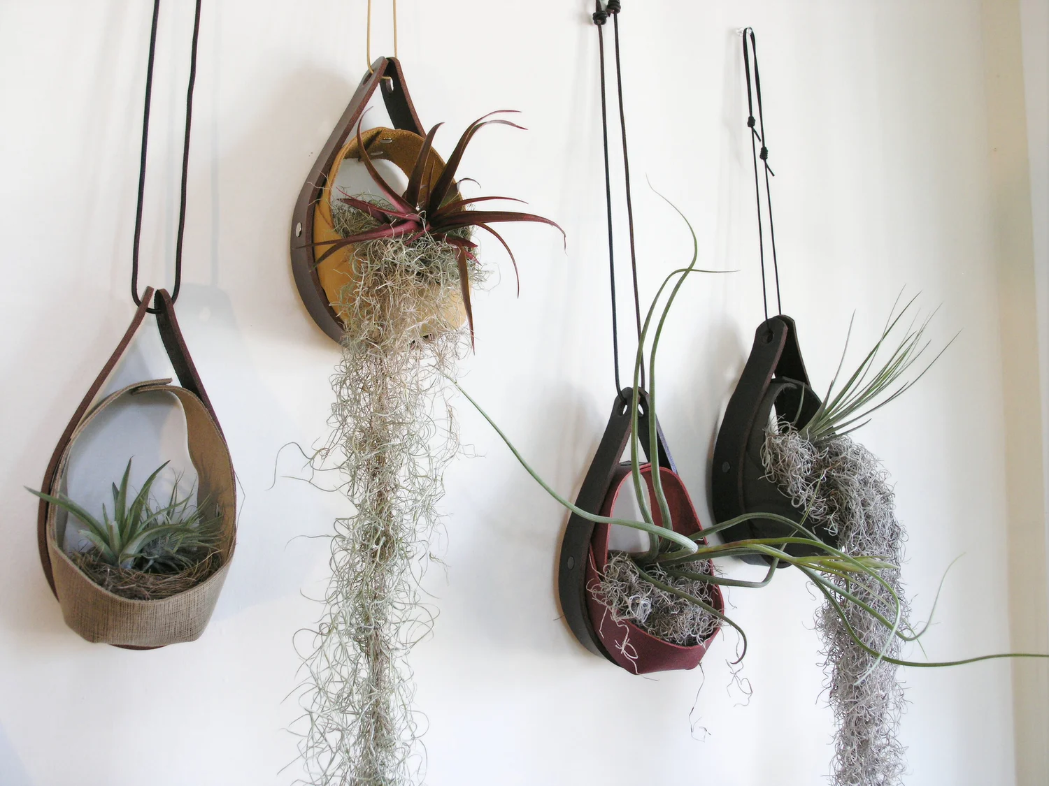 Salvaged Leather Teardrop Planter with ledge for Air Plants | Hanging  Planter in Black — Kimberly Rose by Zaum. Salvaged Leather Bags,  Accessories, and Home Decor.