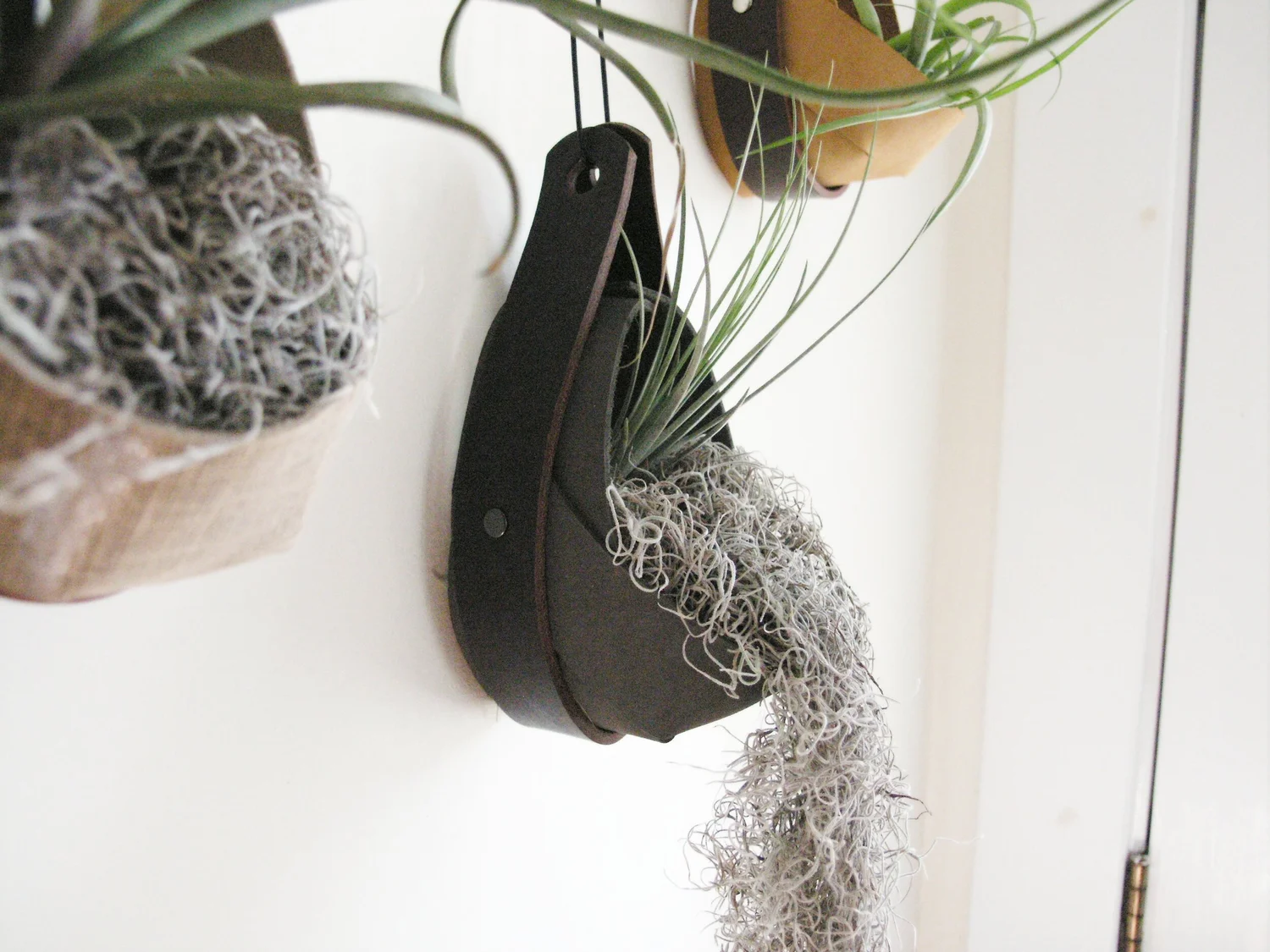 Salvaged Leather Teardrop Planter with ledge for Air Plants | Hanging  Planter in Matte Gray — Kimberly Rose by Zaum. Salvaged Leather Bags,  Accessories, and Home Decor.