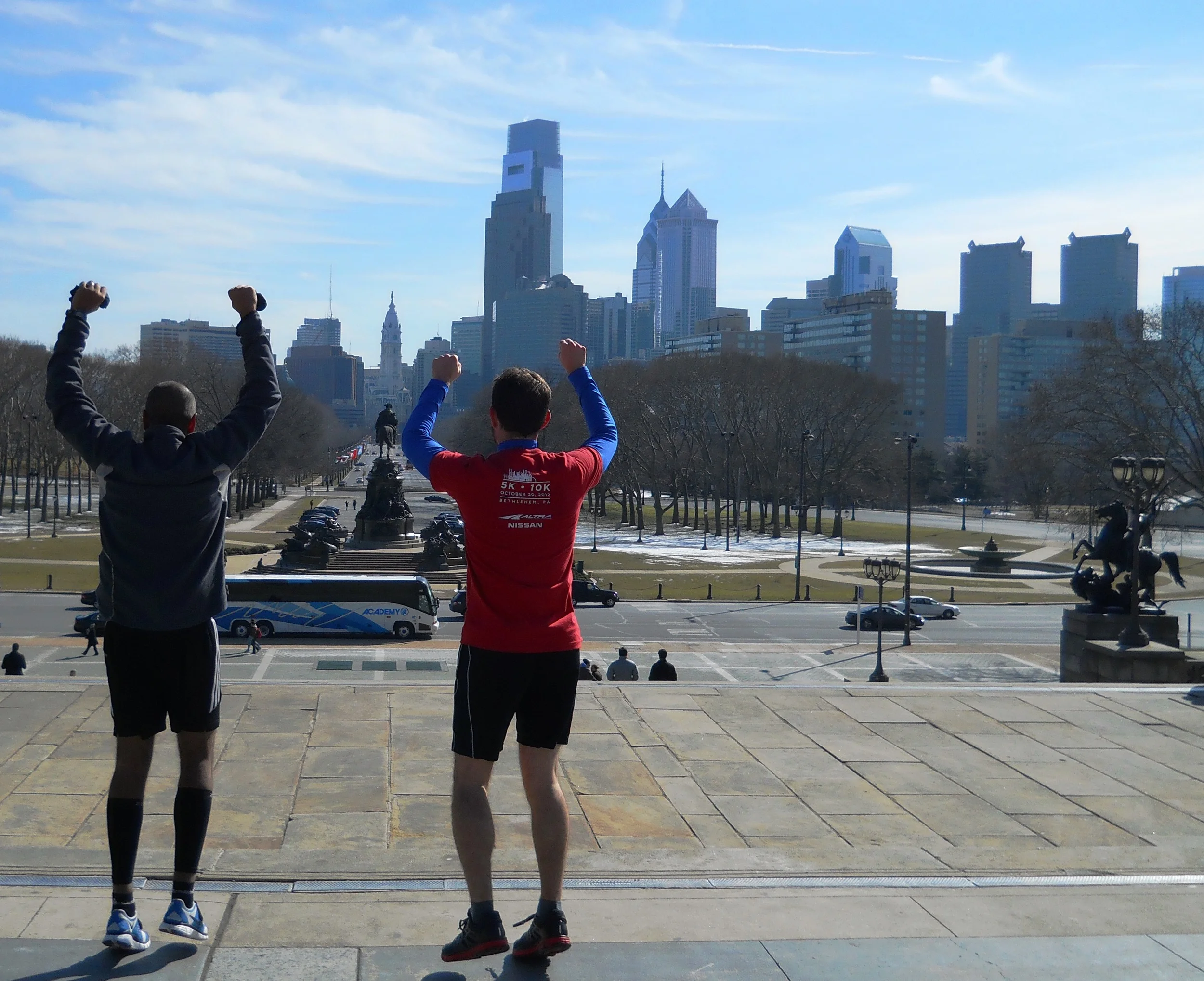 Everyone is Rocky at the top of the steps!