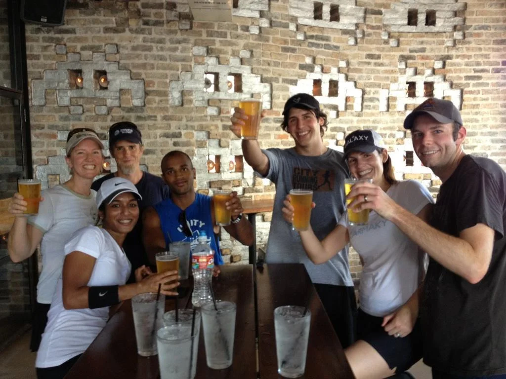 Group in Austin enjoying the reward of the run on the TEXAS BEER RUN