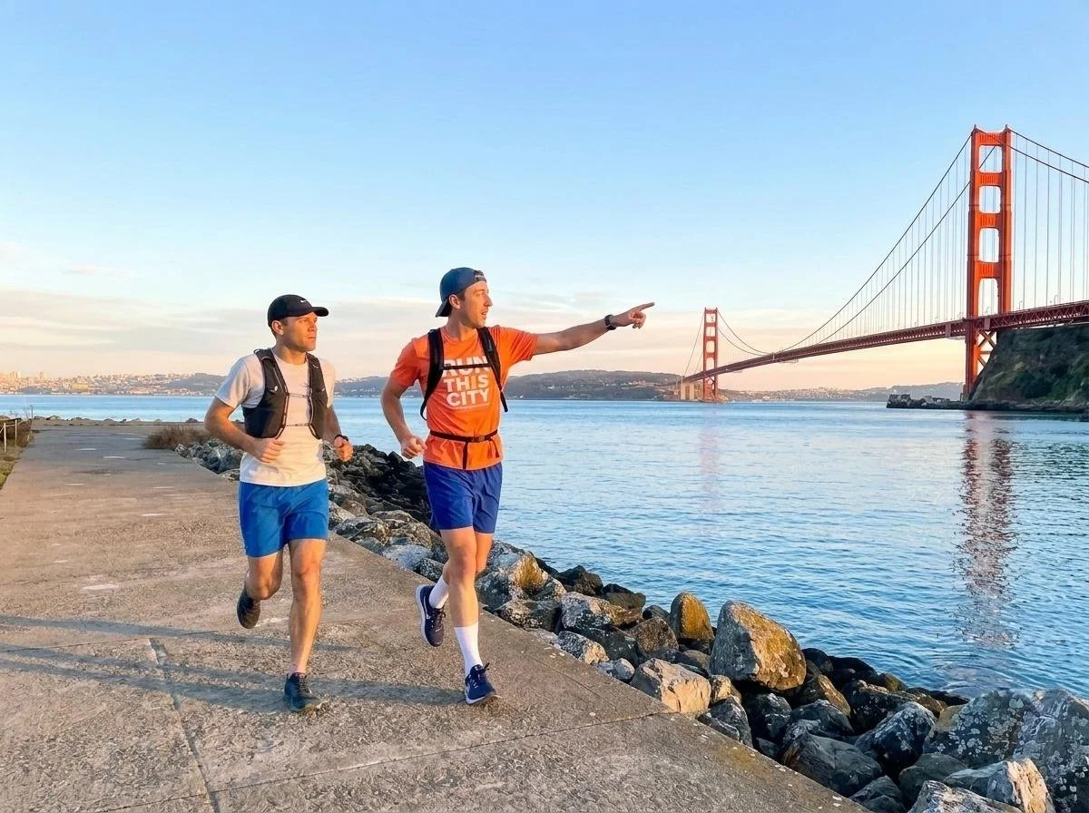 Running with Golden Gate Bridge in the background
