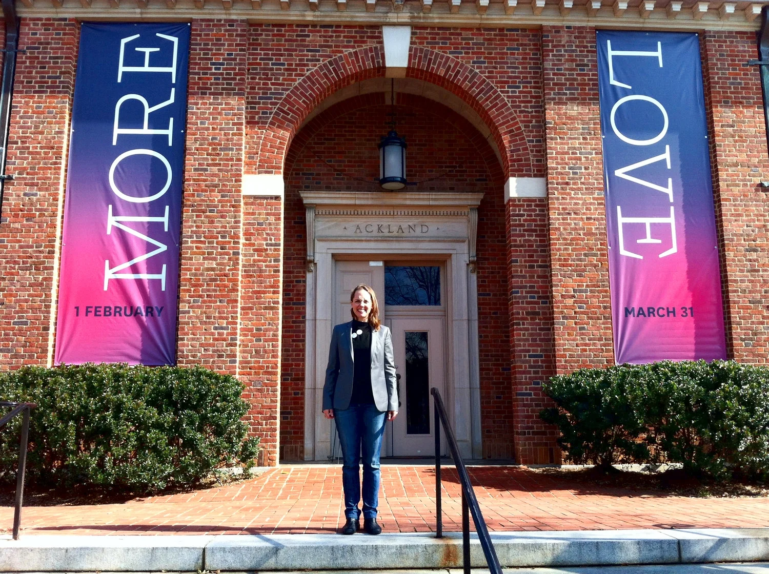 Claire Schneider in front of Ackland Art Museum