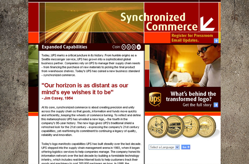  Brand Unveiling microsite: Coin 4 page leading to the new brand unveiling 