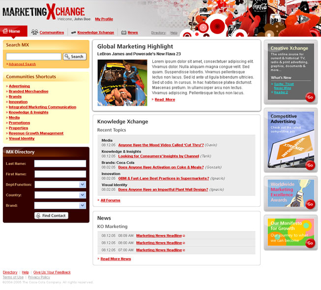  Marketing Xchange Home page 