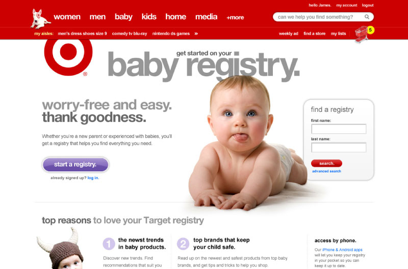 Baby Registry Landing page 