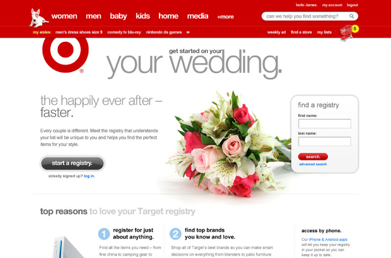  Wedding Registry Landing page 