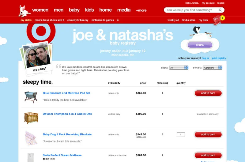  Baby registry Gift-Giver view 