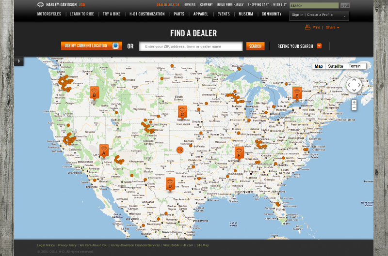 Dealer Locator main page
