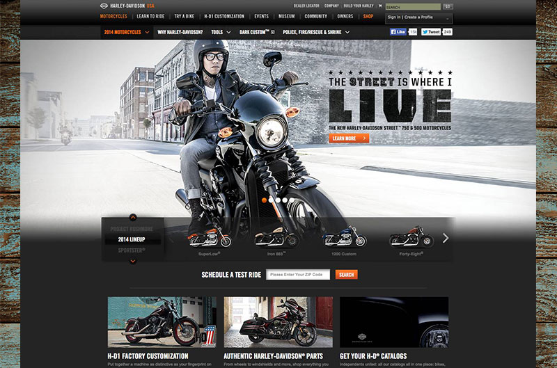  2014 Motorcycles Landing page 