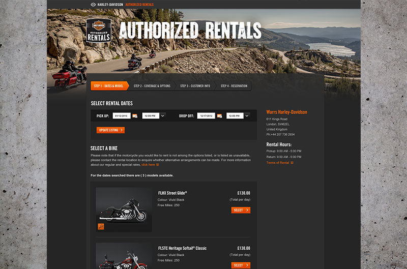 Step 1: Select dates & model