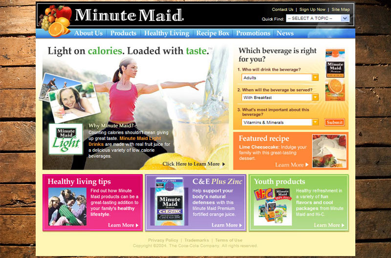  Home page featuring Minute Maid Light 