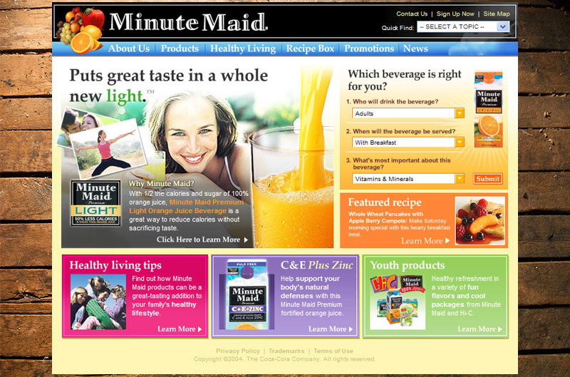  Home page featuring Minute Maid Premium Light 