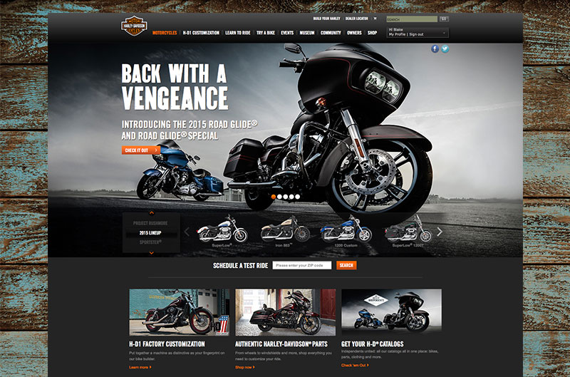  2015 Motorcycles Landing page 
