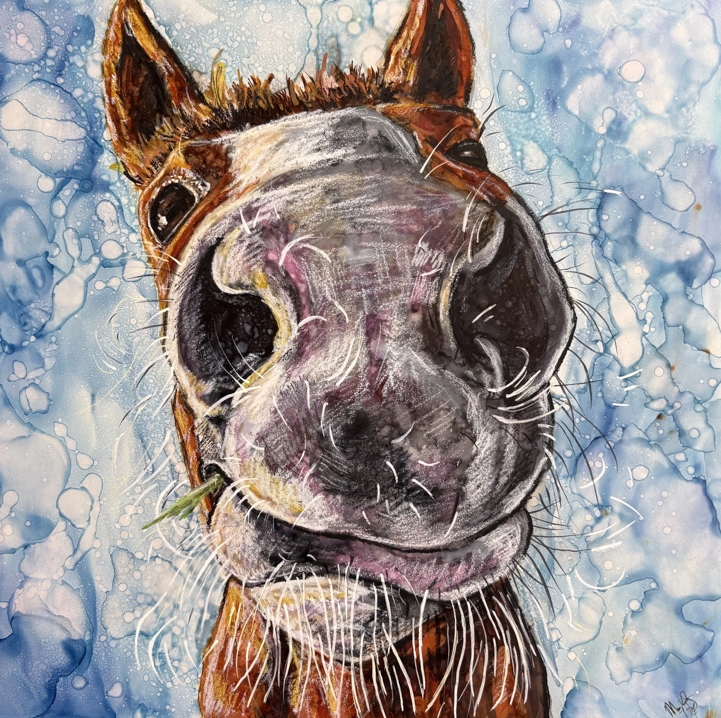 "Whiskers," Original Mixed Media Drawing