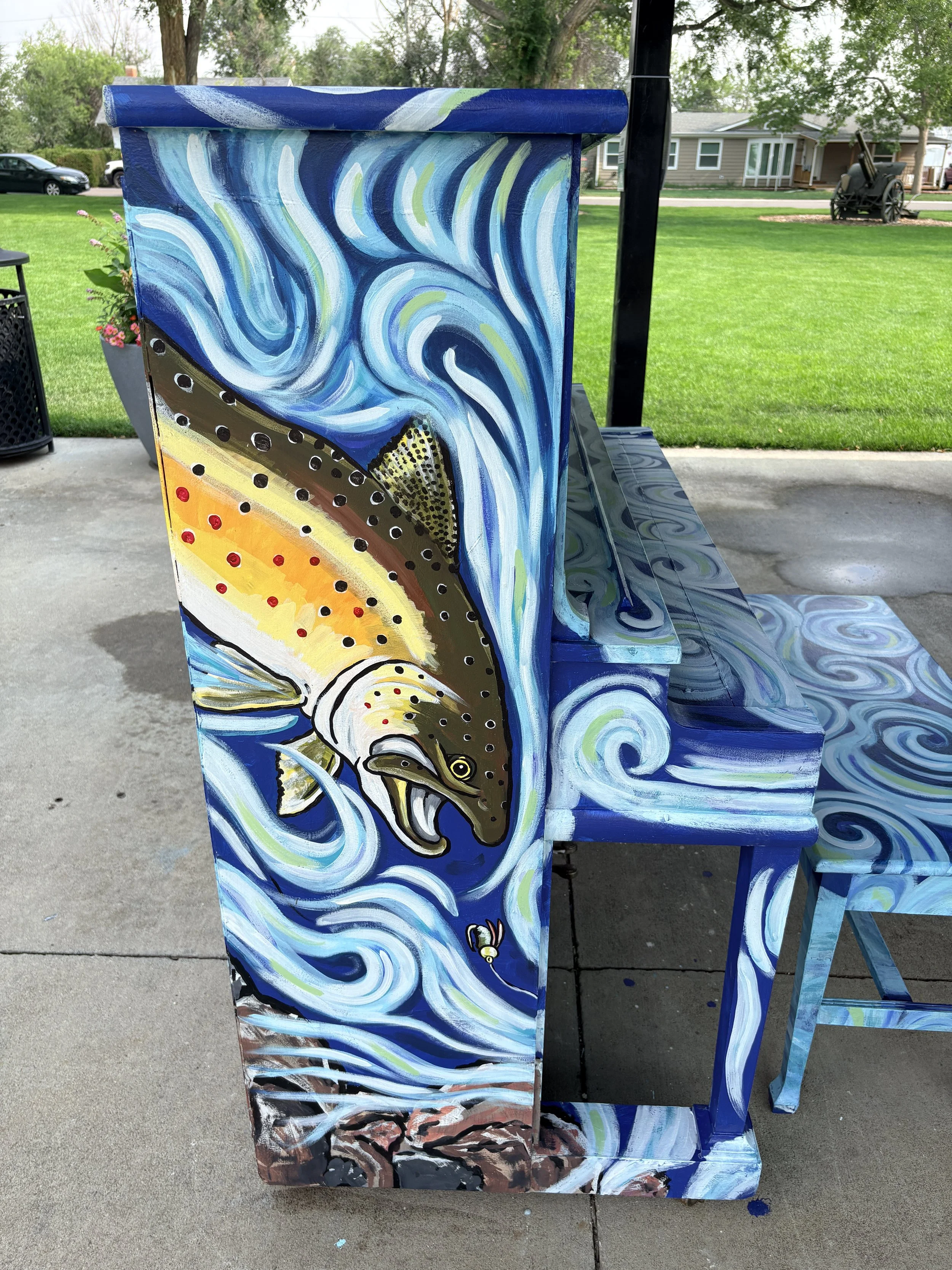  This painted piano was done in outdoor acrylic paint and resides in Centennial Park in Wellington, CO 