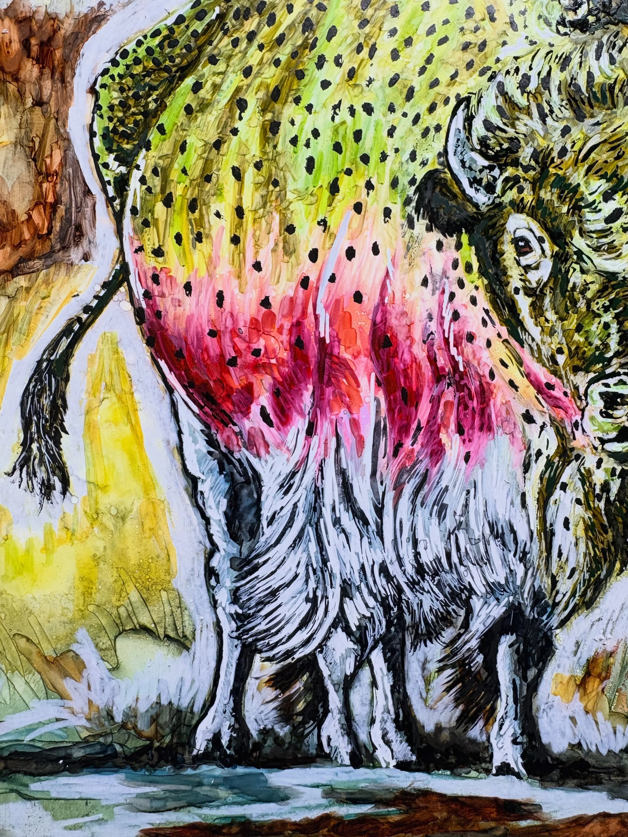 "Rainbow on the Range," Original Mixed Media Drawing