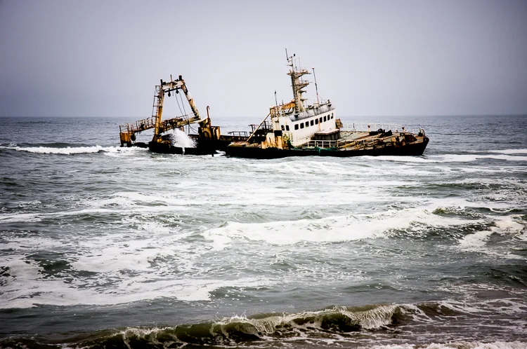 Recent shipwreck off the coast of Namibia