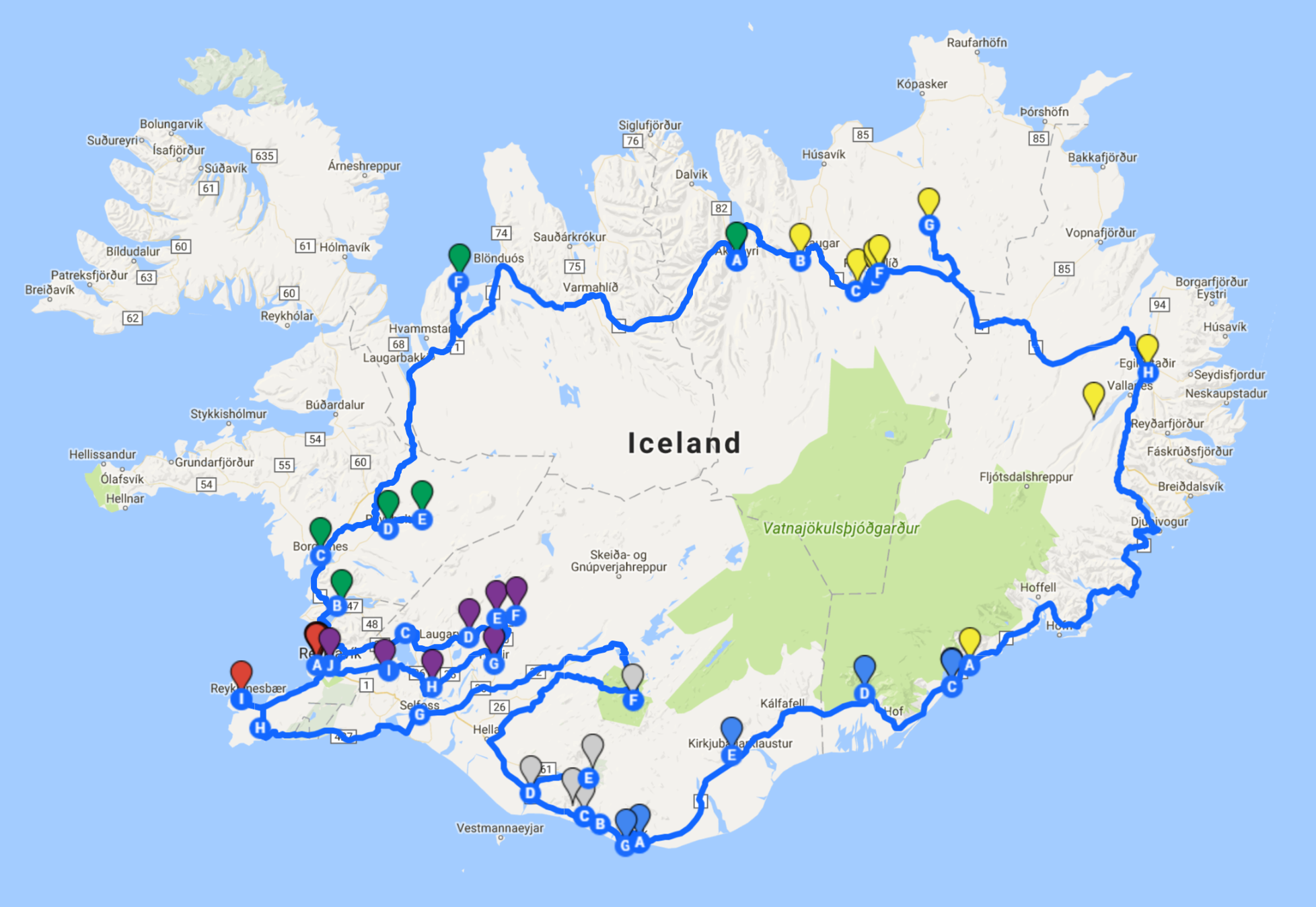 Our 10 day route across the country!