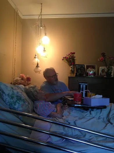 Dad and I visiting Grammy.