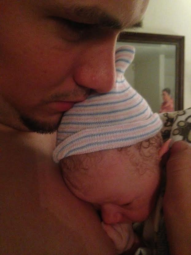 Daddy & son bonding time right after Zach was born.