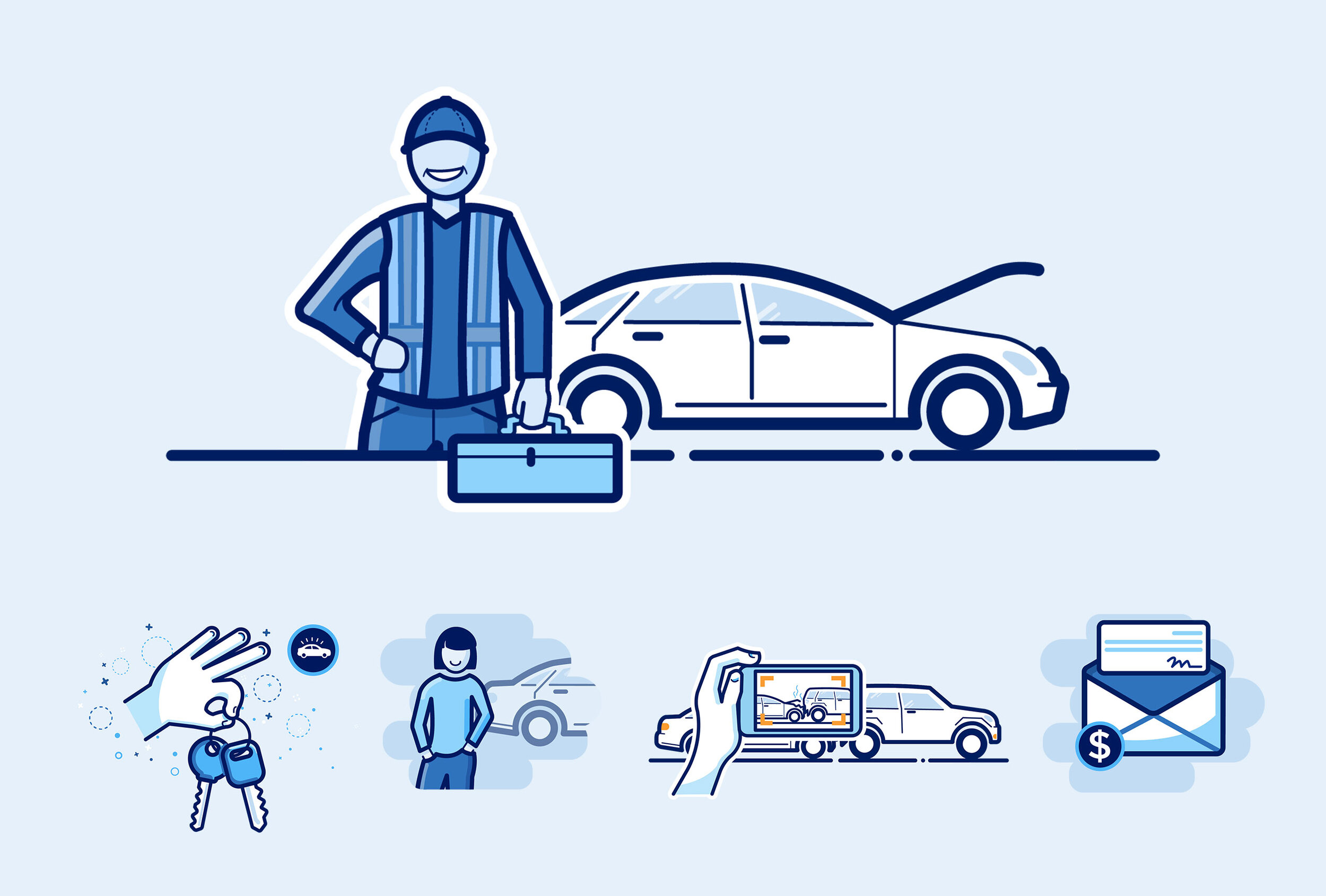 A variety of illustrations created for various Allstate applications