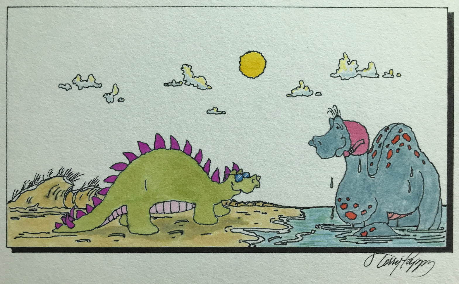 Spot and Spike Baby Dinosaurs on the beach