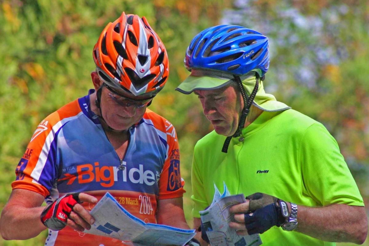 Cycle Shikoku checking the map.